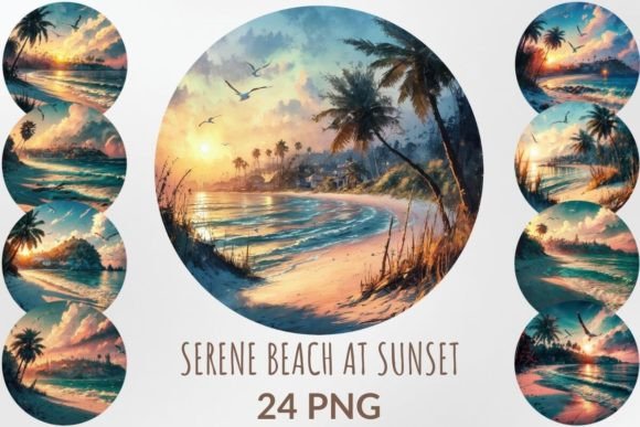 Download Serene Beach at Sunset Sublimation Pack - Sunset Collection